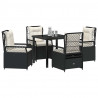 Zestaw do jadalni w ogrodzie 5 pcs Czarny polirattan