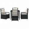 Zestaw do jadalni w ogrodzie 5 pcs Czarny polirattan