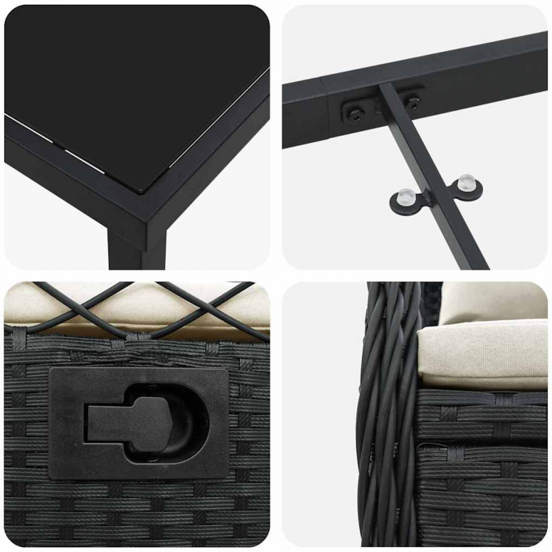 Zestaw do jadalni w ogrodzie 5 pcs Czarny polirattan
