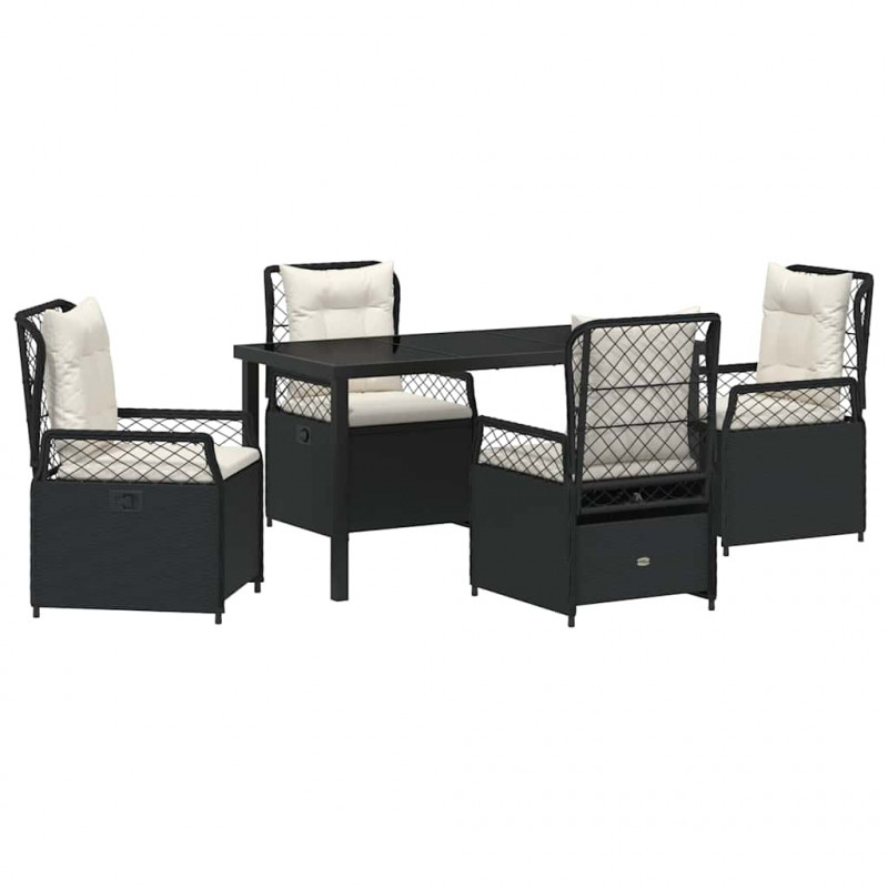 Zestaw do jadalni w ogrodzie 5 pcs Czarny polirattan