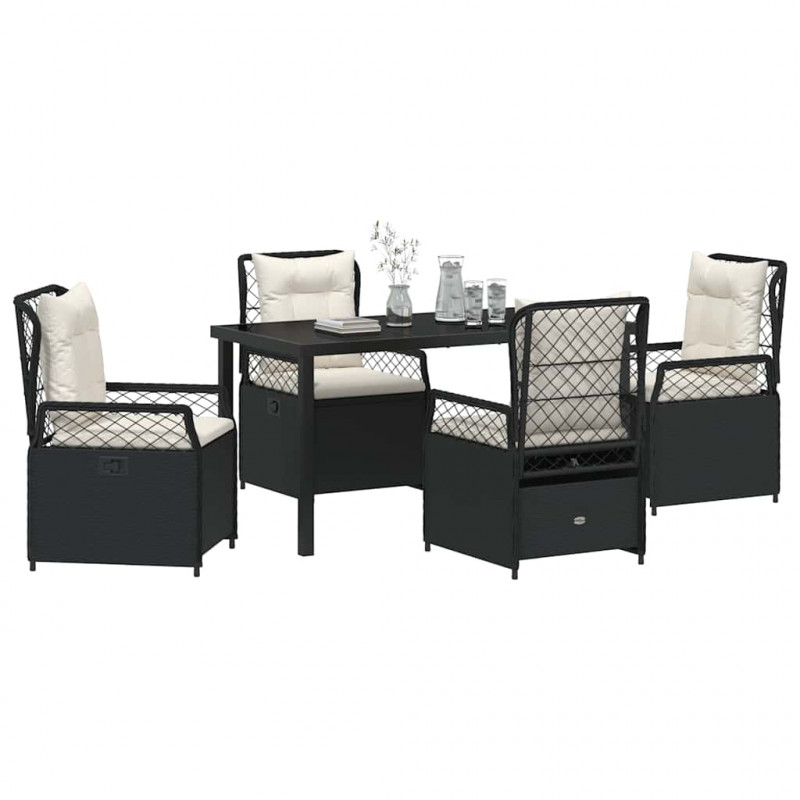 Zestaw do jadalni w ogrodzie 5 pcs Czarny polirattan