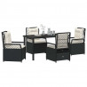 Zestaw do jadalni w ogrodzie 5 pcs Czarny polirattan