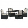 Zestaw do jadalni w ogrodzie 5 pcs Czarny polirattan