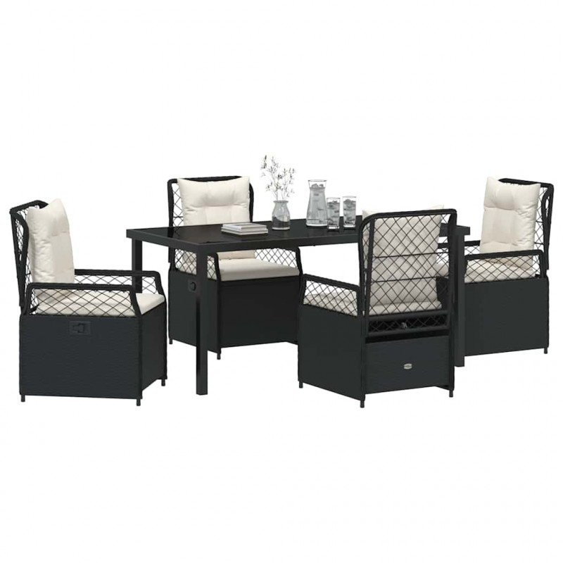 Zestaw do jadalni w ogrodzie 5 pcs Czarny polirattan