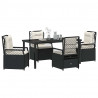 Zestaw do jadalni w ogrodzie 5 pcs Czarny polirattan