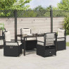 Zestaw do jadalni w ogrodzie 5 pcs Czarny polirattan