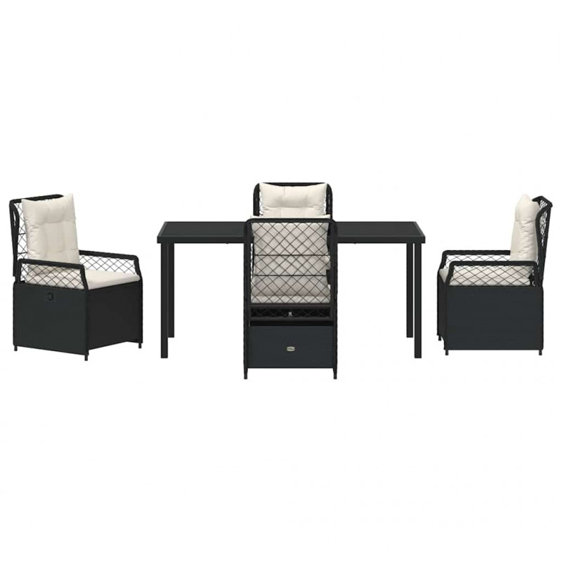 Zestaw do jadalni w ogrodzie 5 pcs Czarny polirattan