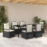 Zestaw do jadalni w ogrodzie 7 pcs Czarny polirattan