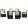Zestaw do jadalni w ogrodzie 7 pcs Czarny polirattan