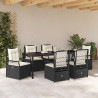 Zestaw do jadalni w ogrodzie 7 pcs Czarny polirattan
