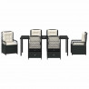 Zestaw do jadalni w ogrodzie 7 pcs Czarny polirattan