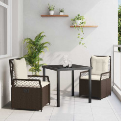 Zestaw do jadalni w ogrodzie 3 pcs Brązowy polirattan