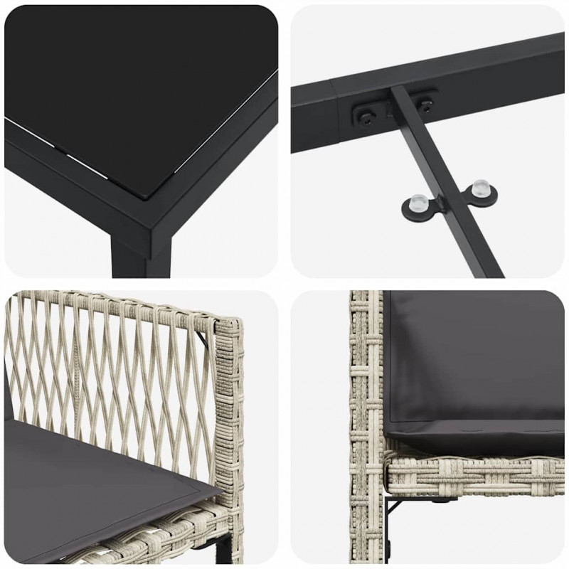 Zestaw do jadalni w ogrodzie 5 pcs Jasnoszary polirattan
