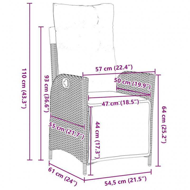 Zestaw do jadalni w ogrodzie z poduszką 7 pcs Beżowy polirattan