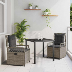 Zestaw do jadalni w ogrodzie 3 pcs Szary polirattan