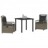 Zestaw do jadalni w ogrodzie 3 pcs Szary polirattan