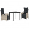 Zestaw do jadalni w ogrodzie 3 pcs Jasnoszary polirattan