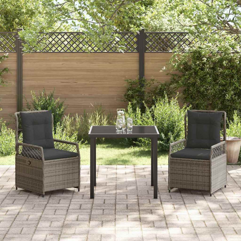 Zestaw do jadalni w ogrodzie 3 pcs Szary polirattan