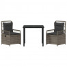 Zestaw do jadalni w ogrodzie 3 pcs Szary polirattan