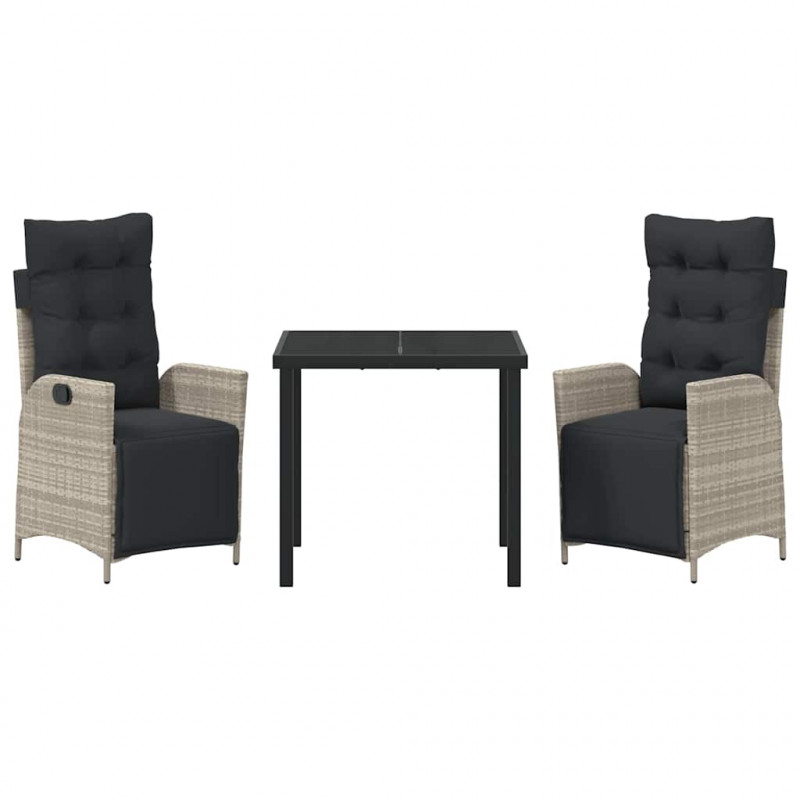 Zestaw do jadalni w ogrodzie 3 pcs Jasnoszary polirattan