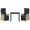 Zestaw do jadalni w ogrodzie 3 pcs Jasnoszary polirattan