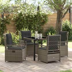 Zestaw do jadalni w ogrodzie 5 pcs Szary polirattan