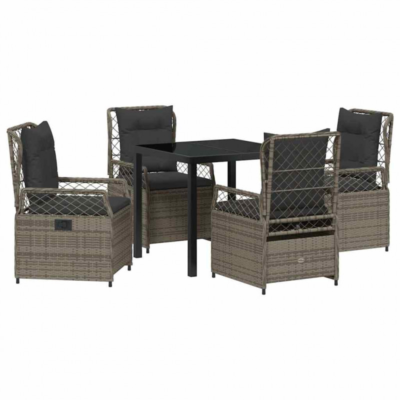 Zestaw do jadalni w ogrodzie 5 pcs Szary polirattan
