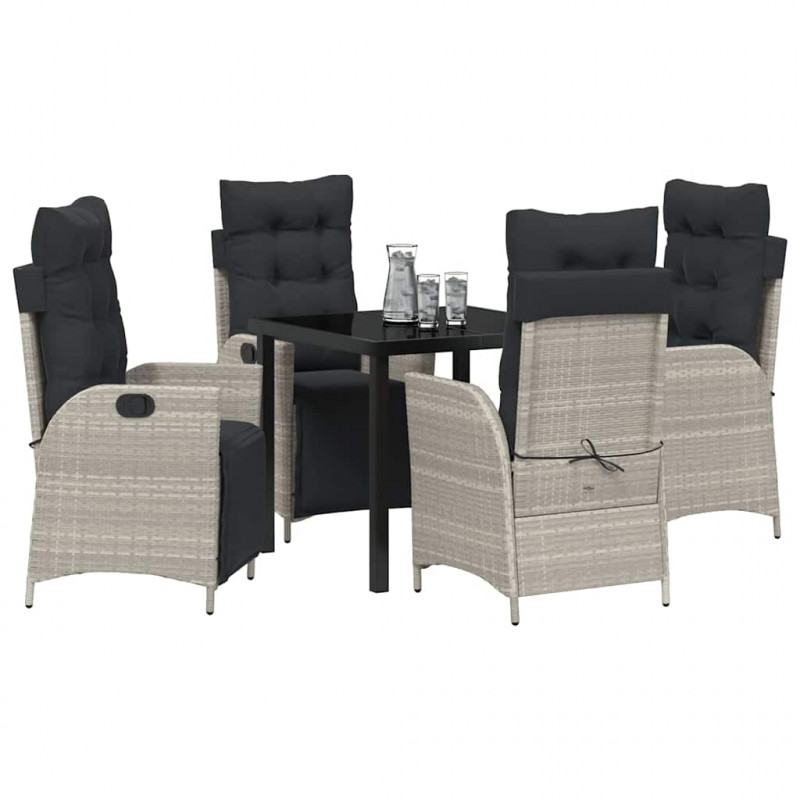Zestaw do jadalni w ogrodzie 5 pcs Jasnoszary polirattan
