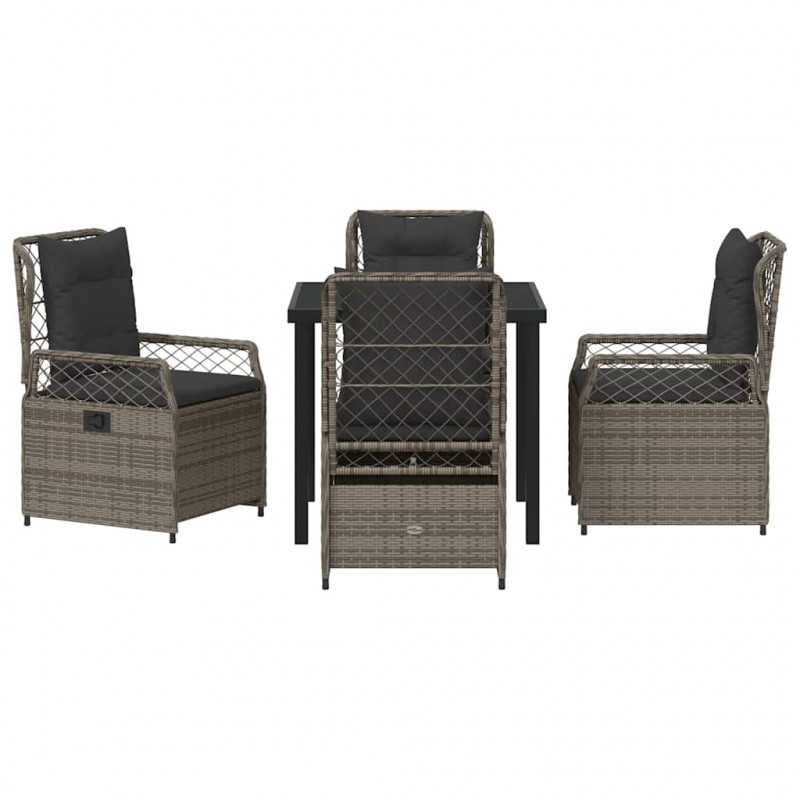 Zestaw do jadalni w ogrodzie 5 pcs Szary polirattan