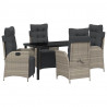 Zestaw do jadalni w ogrodzie 5 pcs Jasnoszary polirattan