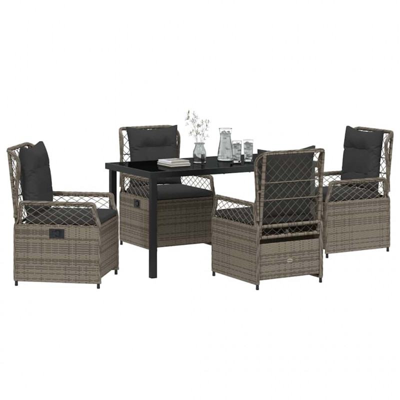 Zestaw do jadalni w ogrodzie 5 pcs Szary polirattan