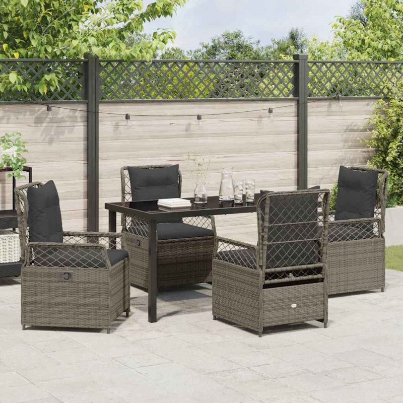 Zestaw do jadalni w ogrodzie 5 pcs Szary polirattan