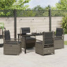 Zestaw do jadalni w ogrodzie 5 pcs Szary polirattan
