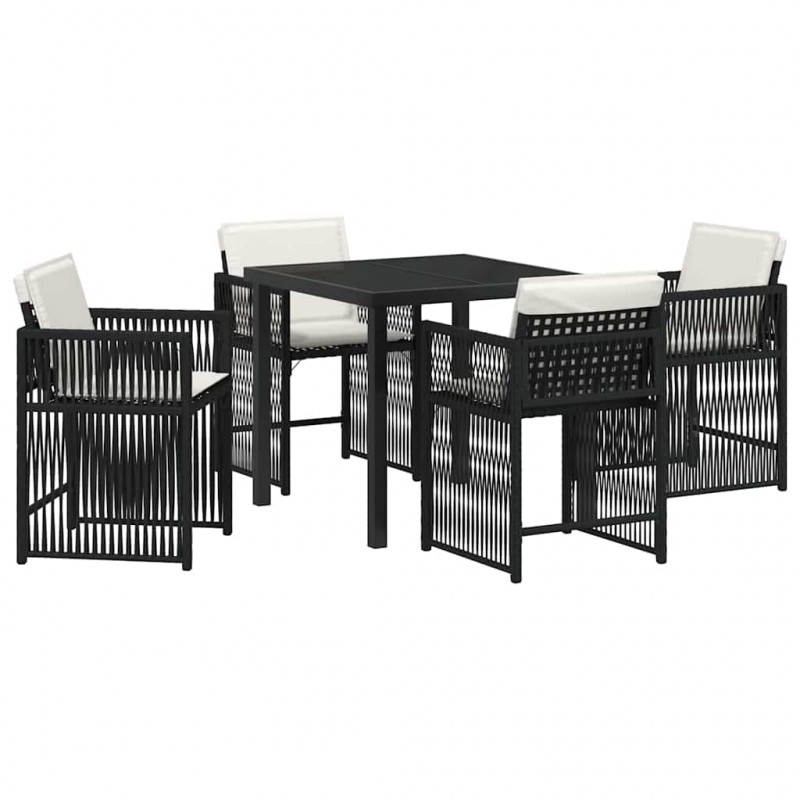 Zestaw do jadalni w ogrodzie 5 pcs Czarny polirattan