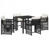 Zestaw do jadalni w ogrodzie 5 pcs Czarny polirattan