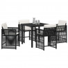 Zestaw do jadalni w ogrodzie 5 pcs Czarny polirattan