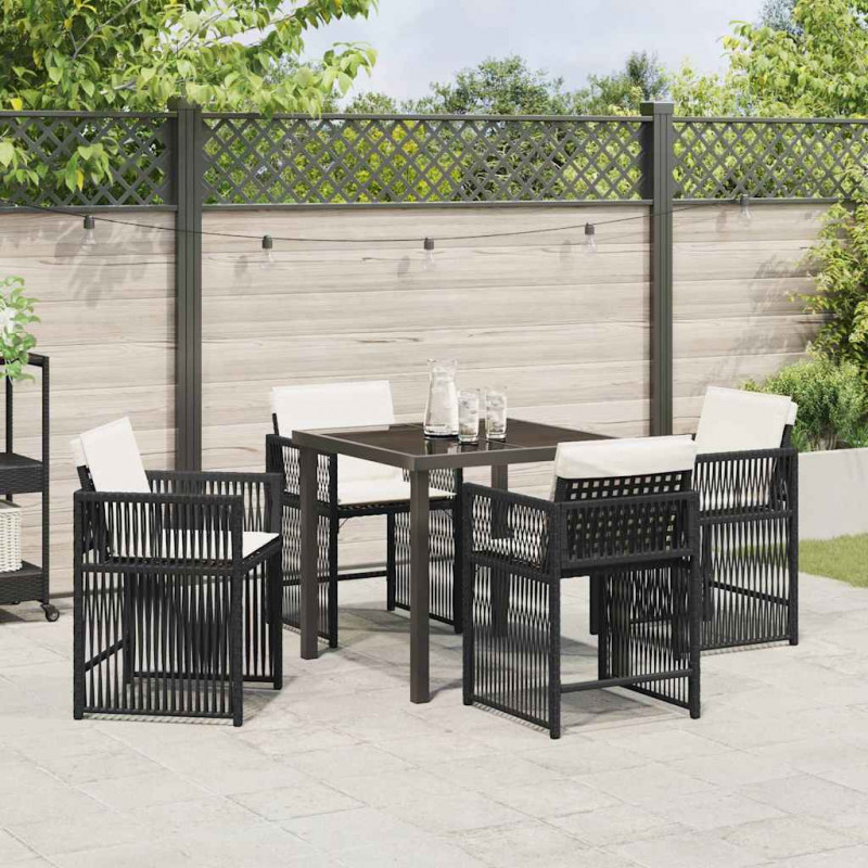 Zestaw do jadalni w ogrodzie 5 pcs Czarny polirattan