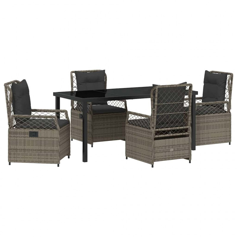 Zestaw do jadalni w ogrodzie 5 pcs Szary polirattan