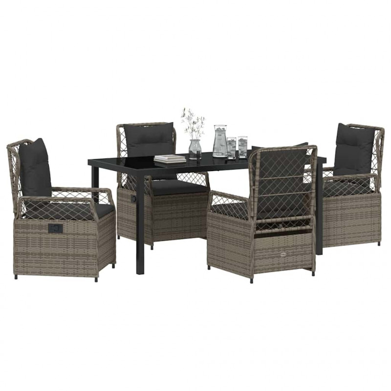 Zestaw do jadalni w ogrodzie 5 pcs Szary polirattan