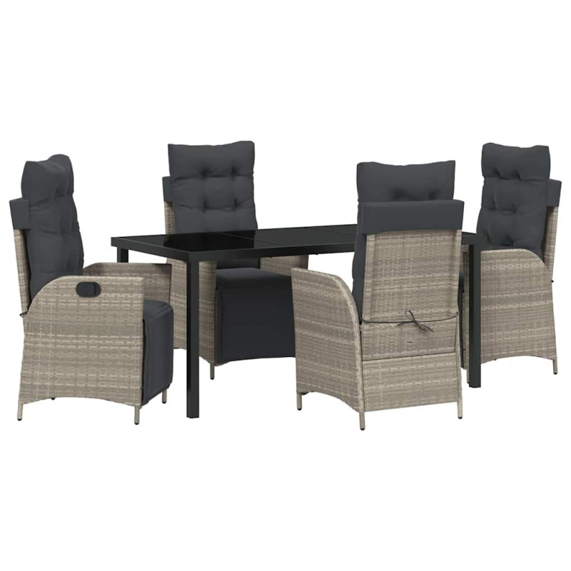 Zestaw do jadalni w ogrodzie 5 pcs Jasnoszary polirattan