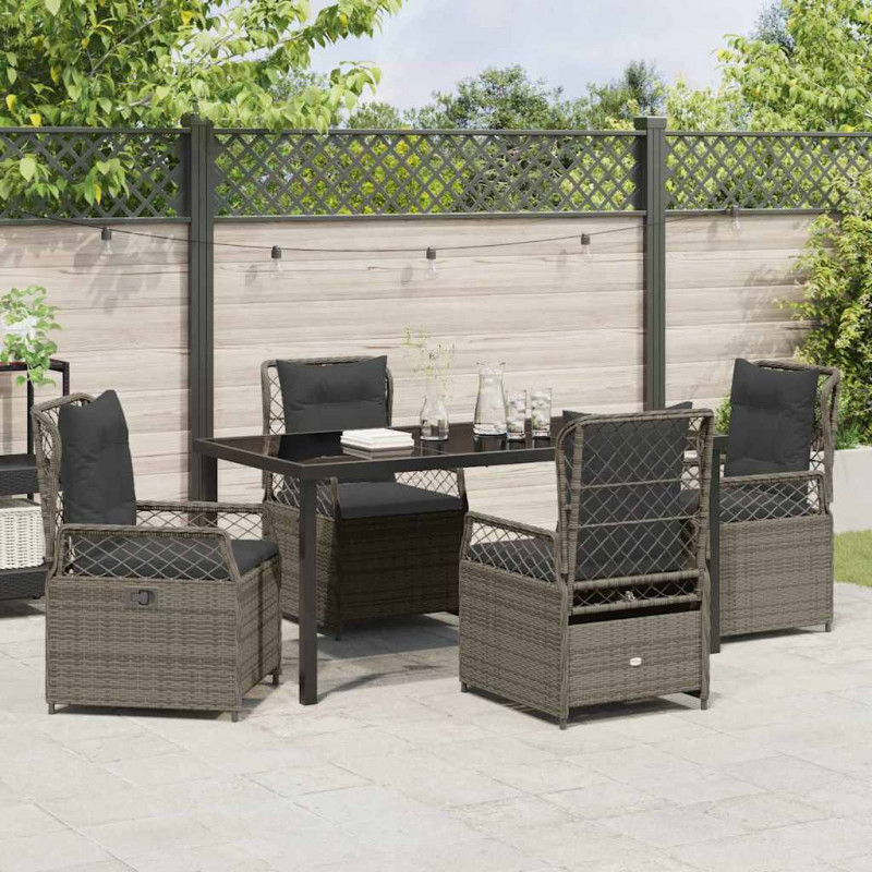 Zestaw do jadalni w ogrodzie 5 pcs Szary polirattan