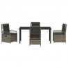 Zestaw do jadalni w ogrodzie 5 pcs Szary polirattan