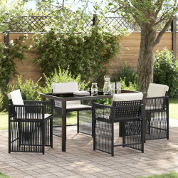 Zestaw do jadalni w ogrodzie 5 pcs Czarny polirattan