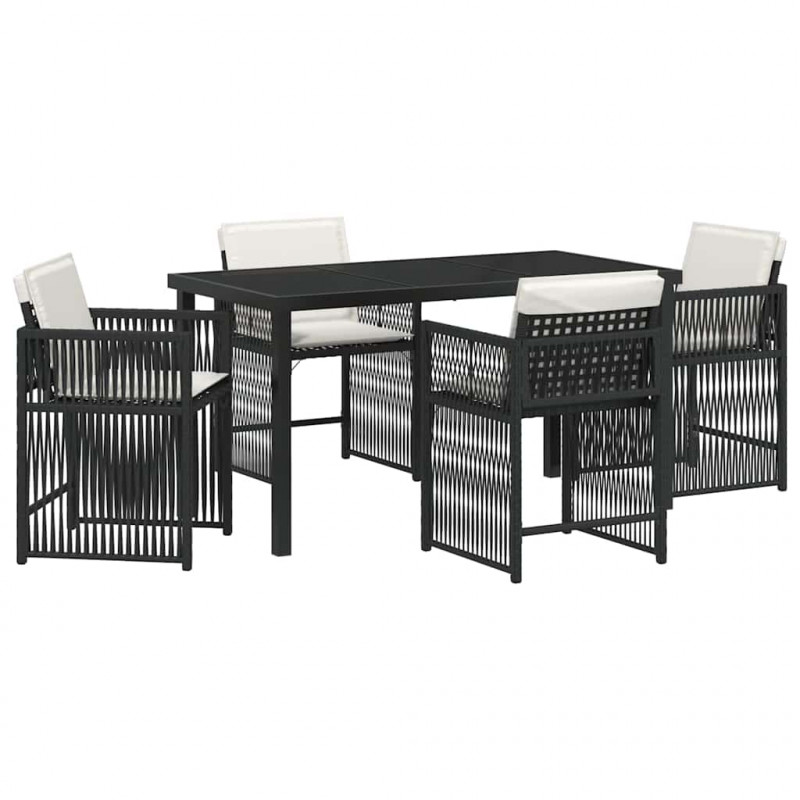 Zestaw do jadalni w ogrodzie 5 pcs Czarny polirattan