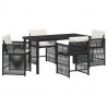 Zestaw do jadalni w ogrodzie 5 pcs Czarny polirattan