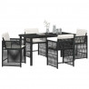 Zestaw do jadalni w ogrodzie 5 pcs Czarny polirattan