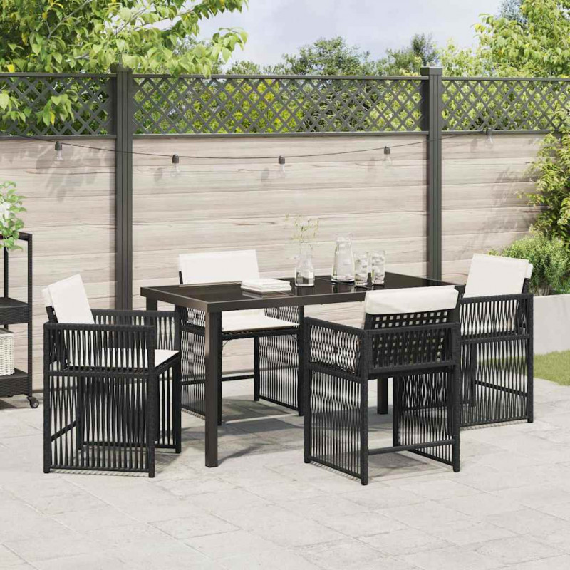 Zestaw do jadalni w ogrodzie 5 pcs Czarny polirattan