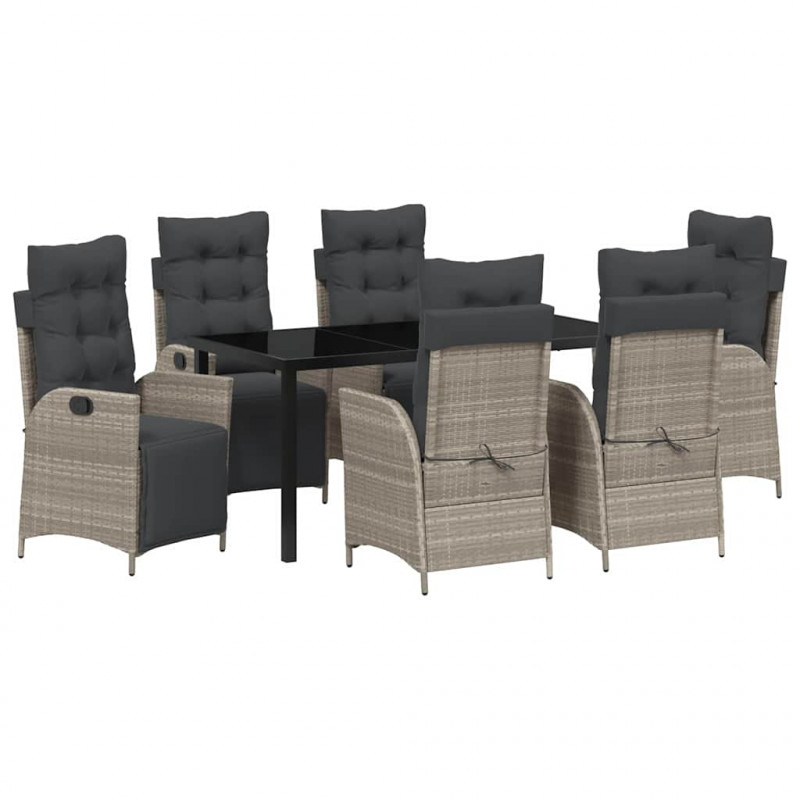 Zestaw do jadalni w ogrodzie 7 pcs Jasnoszary polirattan