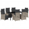 Zestaw do jadalni w ogrodzie 7 pcs Jasnoszary polirattan