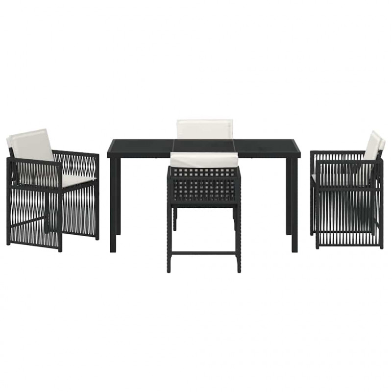 Zestaw do jadalni w ogrodzie 5 pcs Czarny polirattan